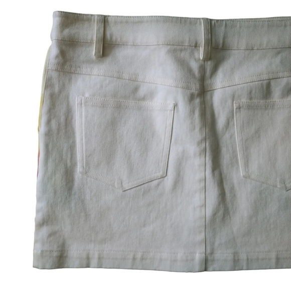 Tibi Colorful Beige Denim  Jean Mini Skirt Ombre, 8 - Picture 6 of 8